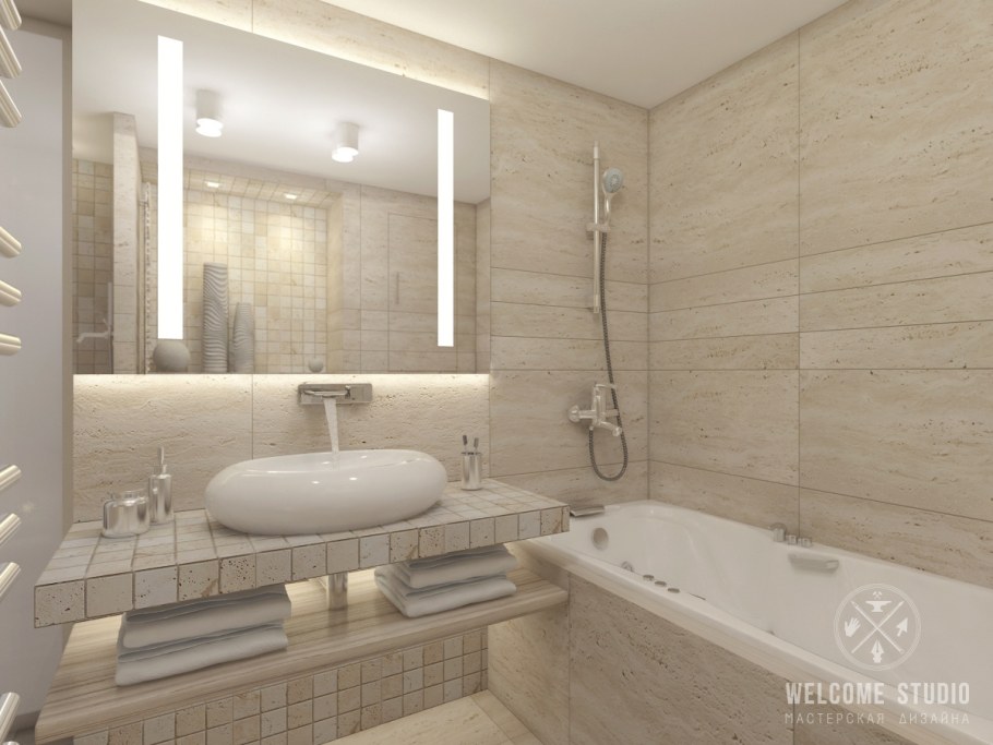 Современная светлая ванная