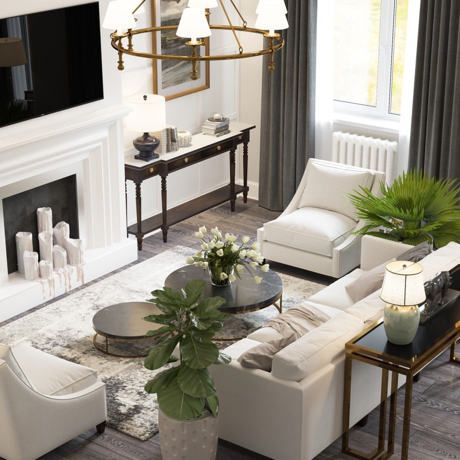 Комнатные цветы в интерьере гостиной