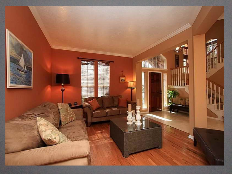 Терракотовый интерьер гостиной