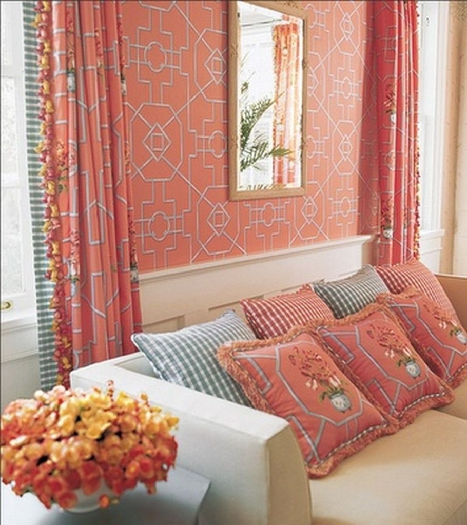 Шторы кораллового цвета