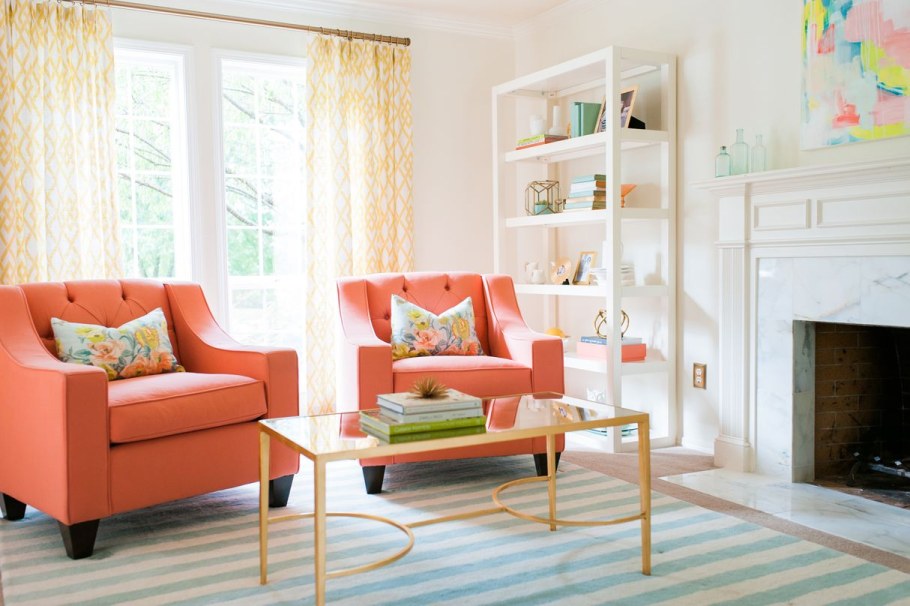 Коралловый цвет в интерьере
