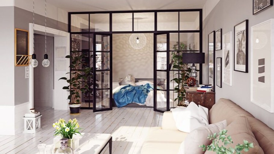 Перегородка в гостиной для зонирования