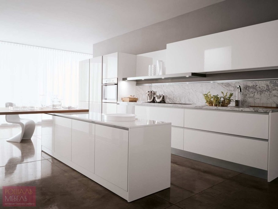 Кухни Сангалло белый глянец