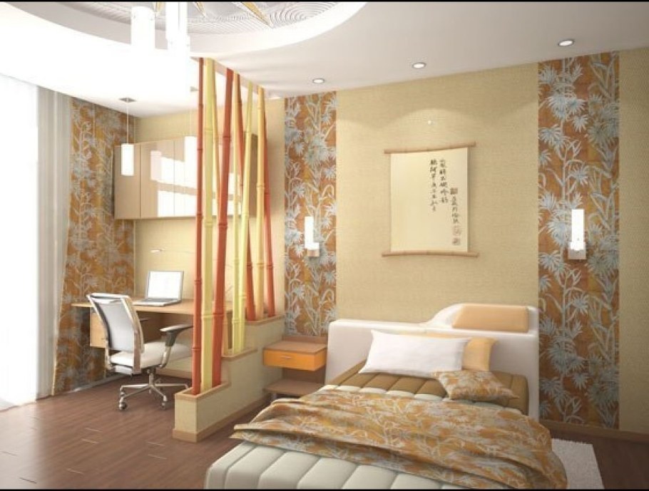 Зонирование комнаты обоями