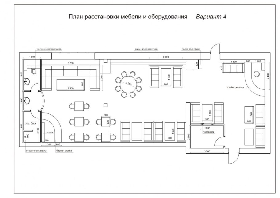 План расстановки мебели в кафе