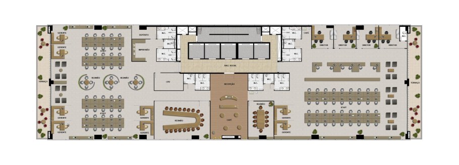 Офис открытого типа план