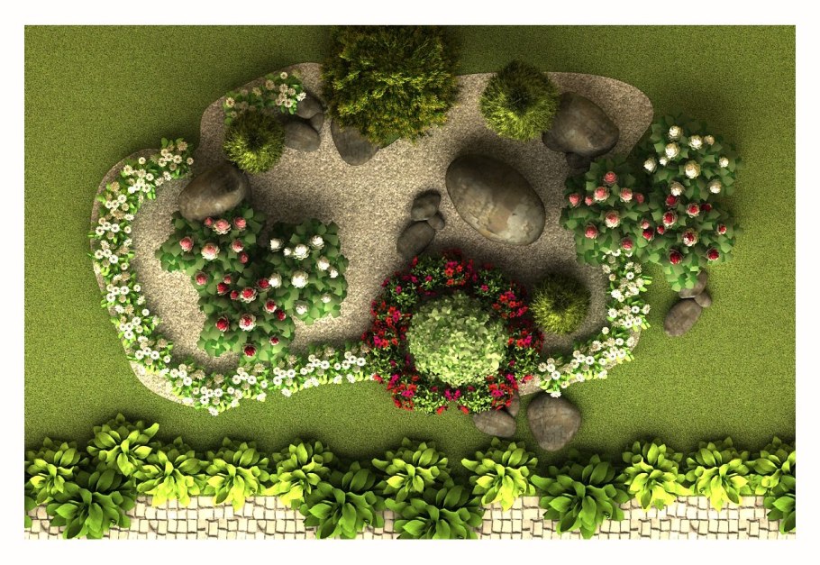 Клумба вид сверху