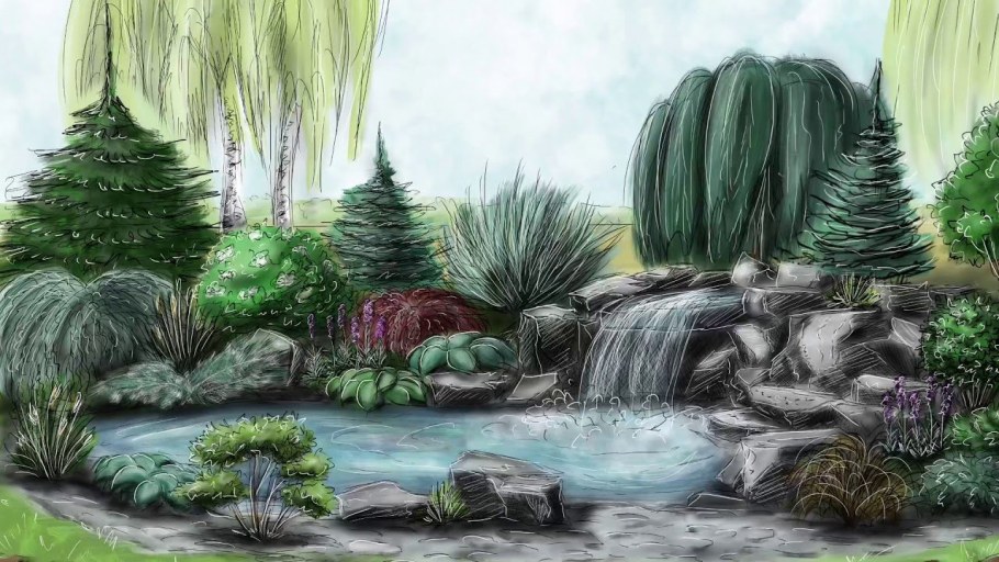 Ландшафт скетч прокриэйт