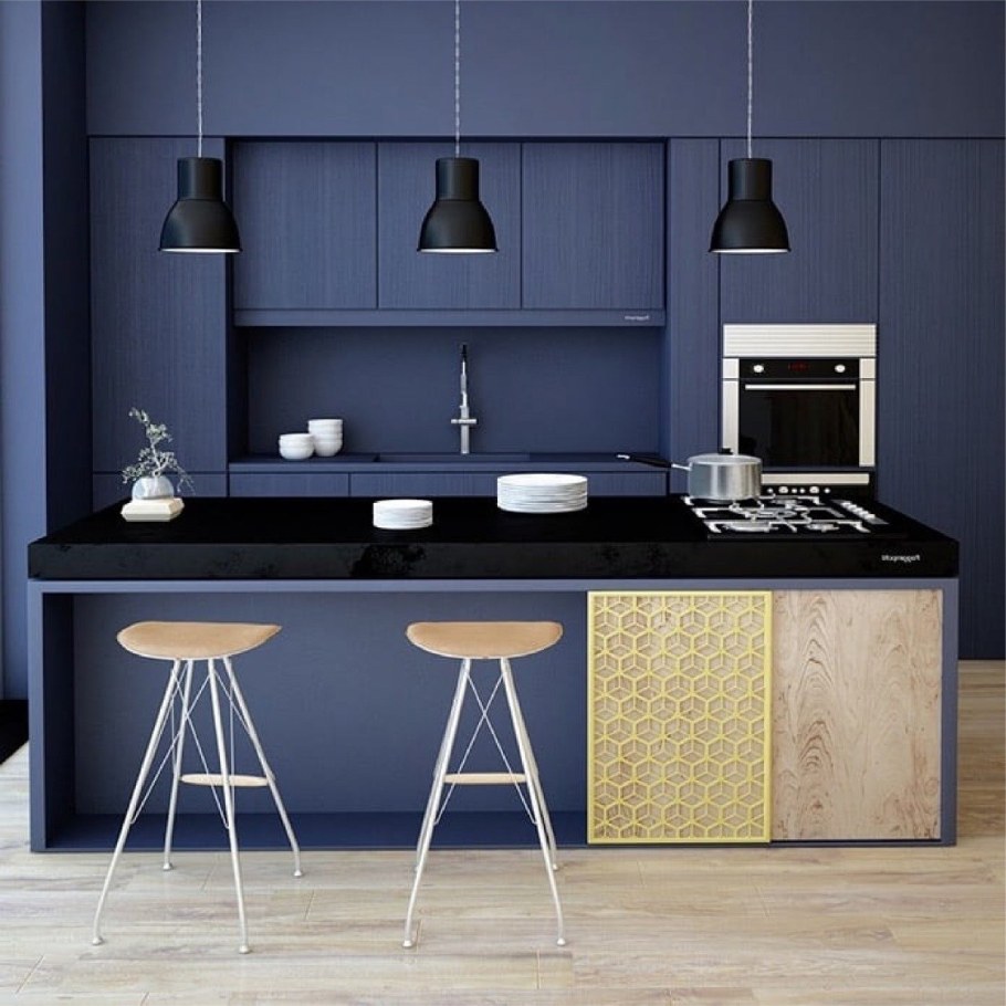 Современная синяя кухня