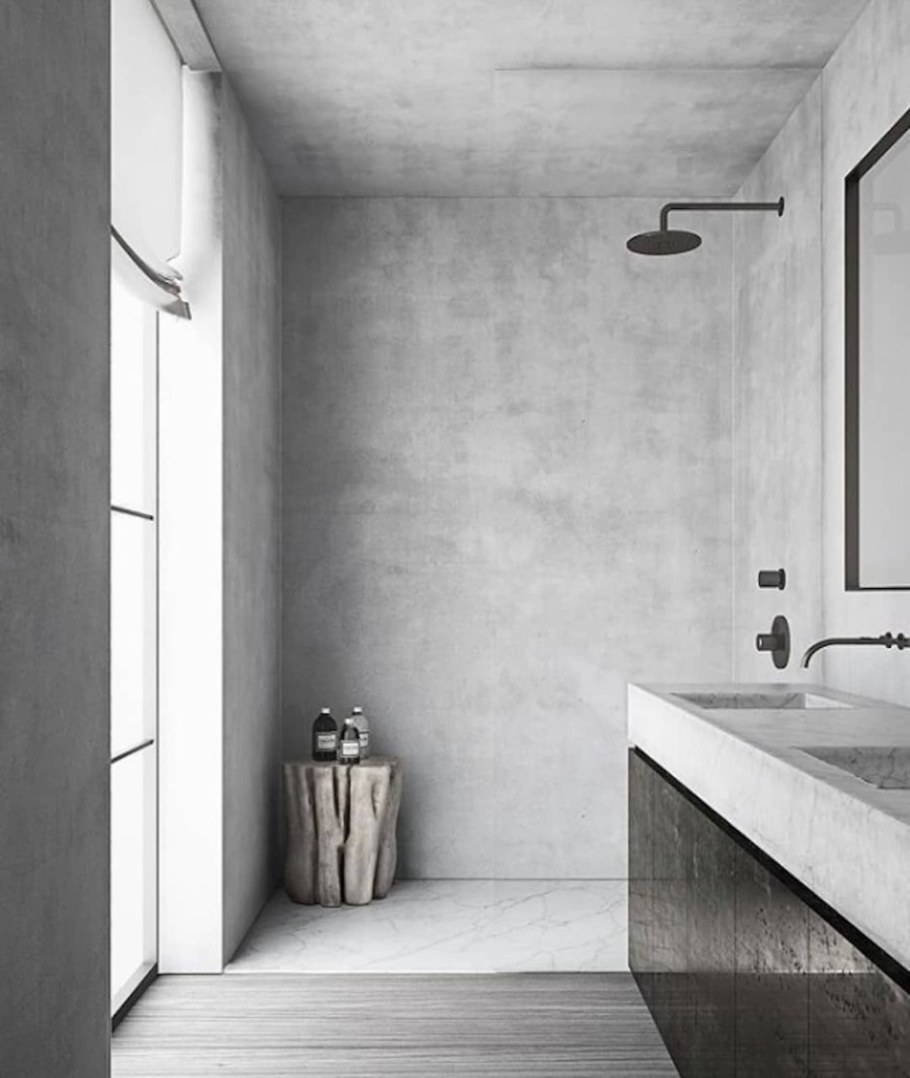 Микроцемент в интерьере ванной