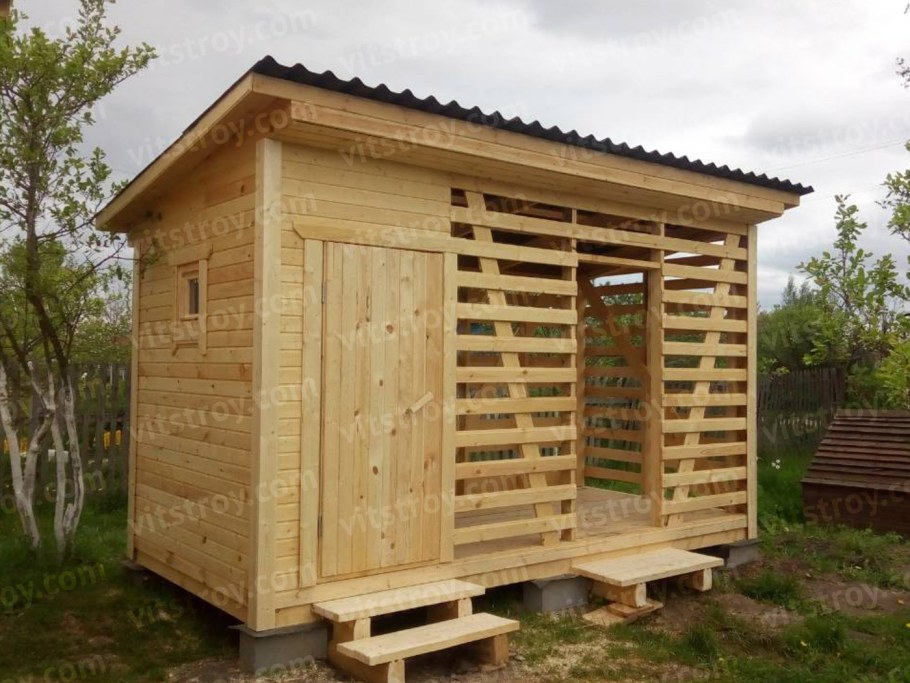 Хозблок с дровником 5х2 односкатный