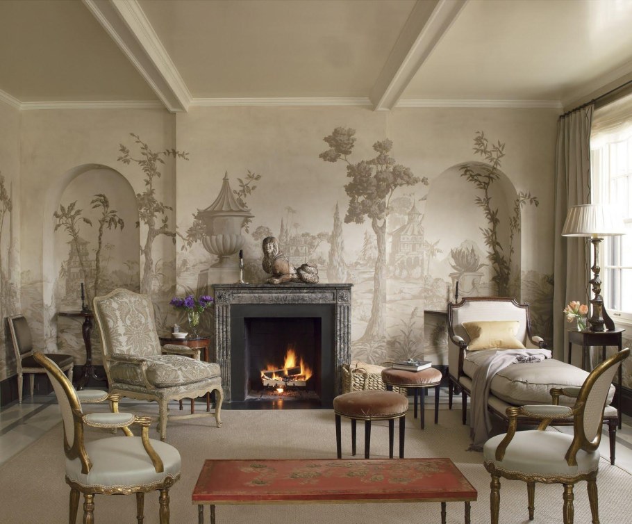 Фрески в интерьере гостиной