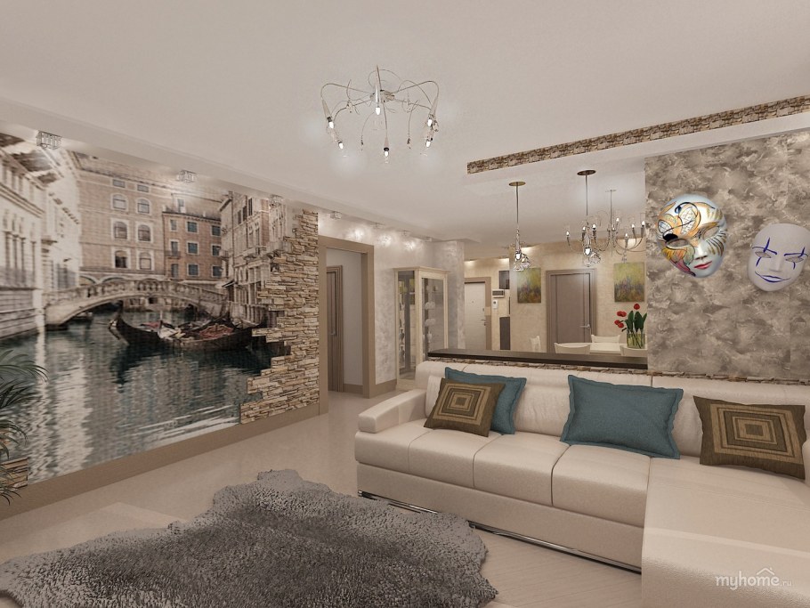 Фреска на стене в гостиной