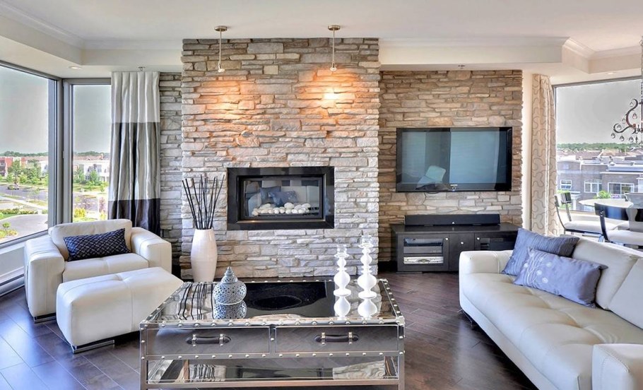 Декоративная плитка в гостиной