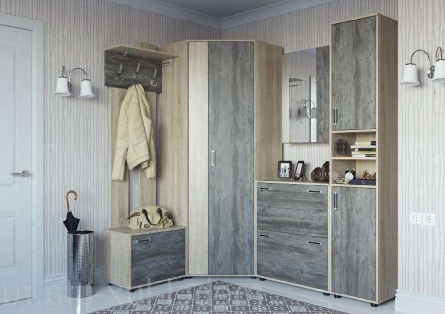 Визит 1 вешалка с зеркалом дуб сонома/сосна Джексон св мебель