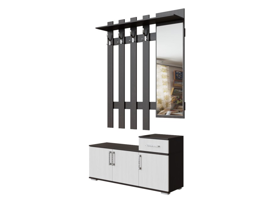 Прихожая 3 вешалка с зеркалом 0.8м венге Анкор