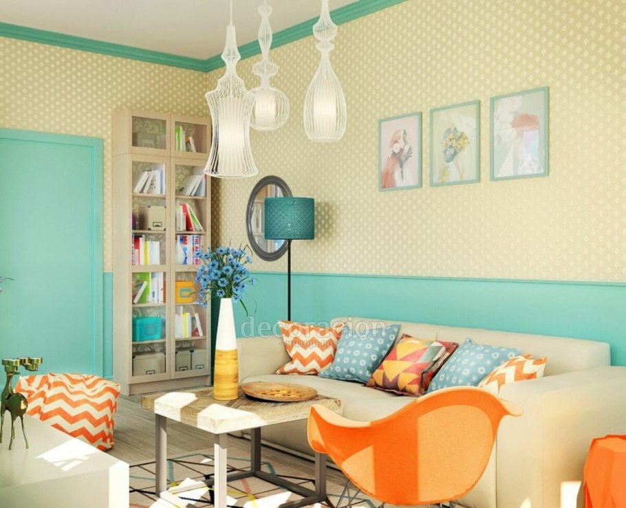 Бирюза и желтый в интерьере