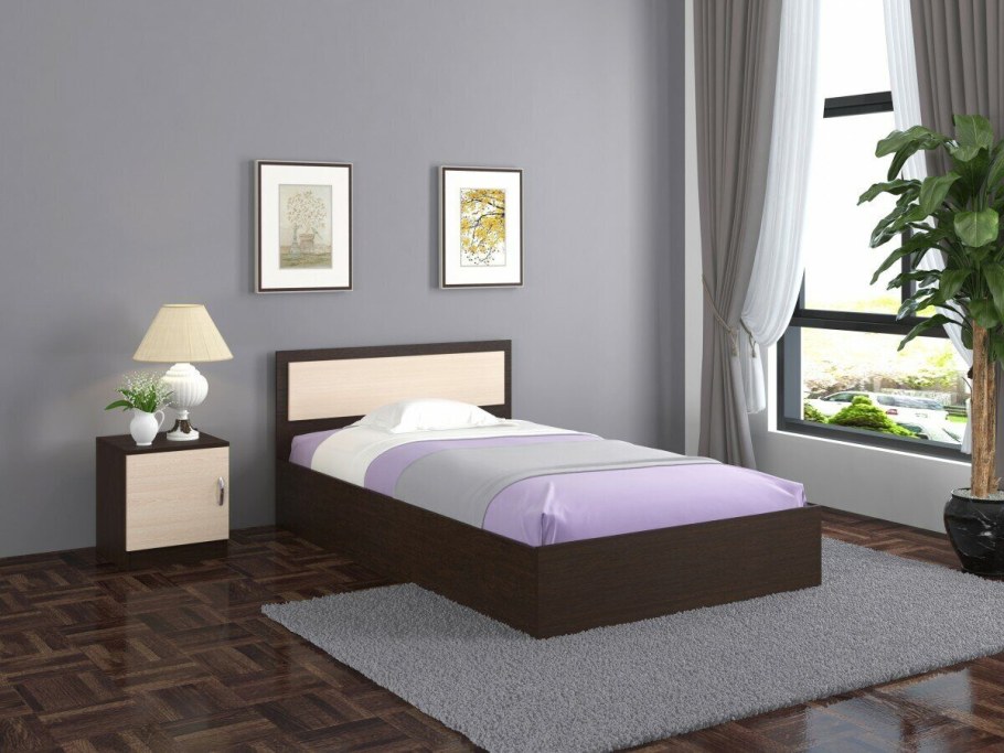 Кровать полутораспальная Виктория 120.1 120 х 200 см с ящиками венге