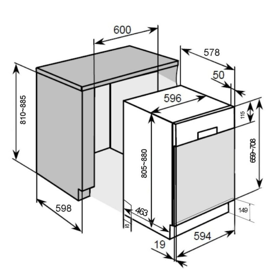 Габариты посудомоечной машины встраиваемой 60 см