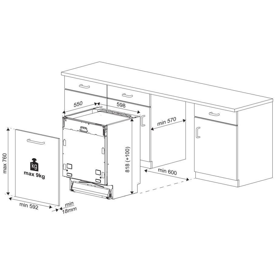 Посудомоечная машина 600 чертеж
