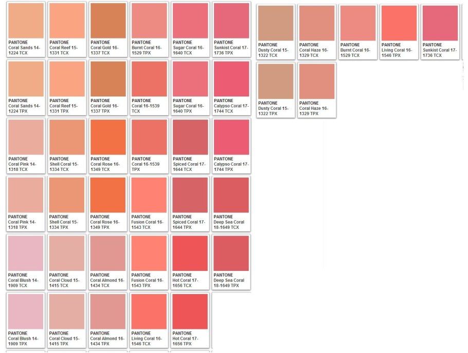Pantone Colors коралловый