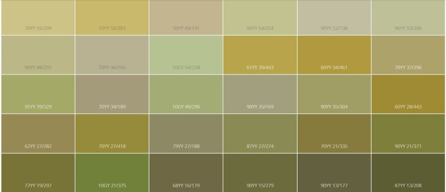 Оттенки зеленого Dulux палитра 30gy 72/196