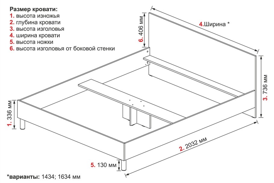 Высота каркаса кровати с матрасом