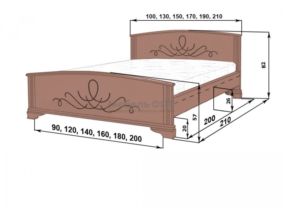 Чертеж кровати 160х200 из дерева