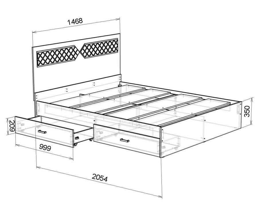 Кровать Николь 2000*1600 (ясень шимо св./лиственница)