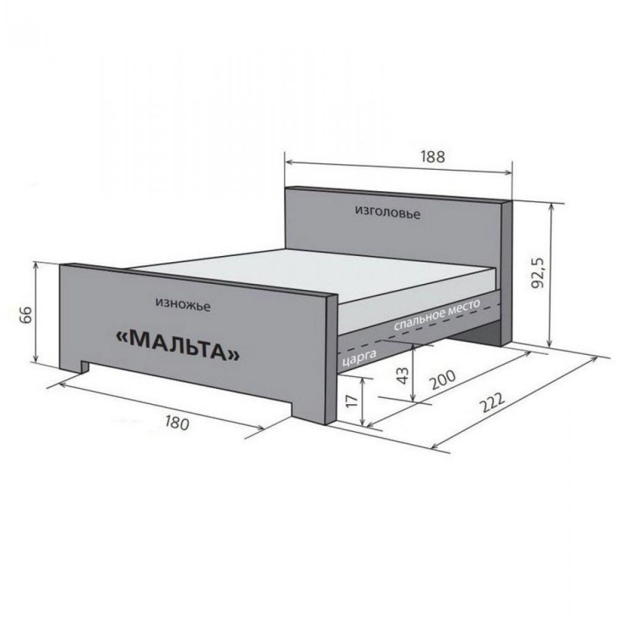 Кровать двуспальная Размеры стандартные чертежи