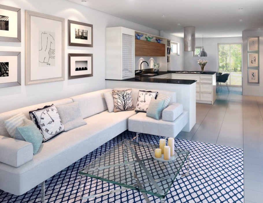 Кухня гостиная с диваном