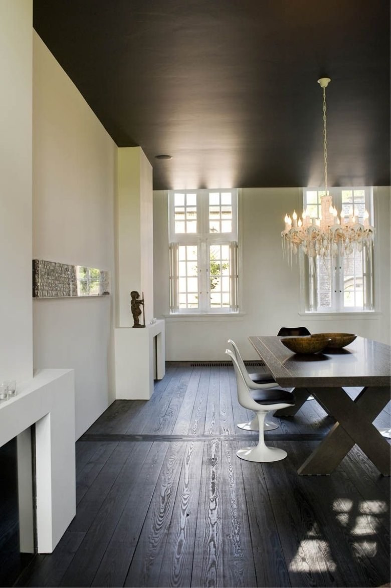 Темный пол в интерьере