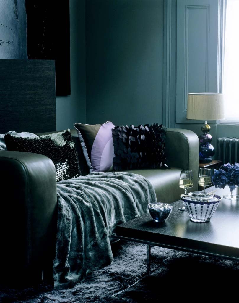 Сине зеленая спальня