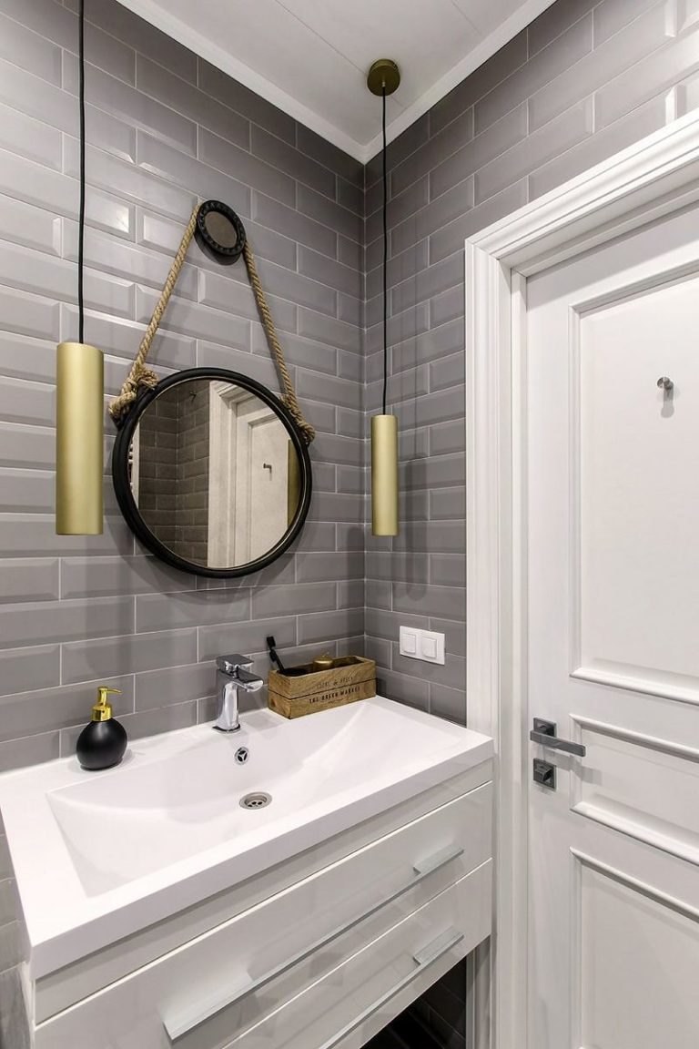 Плитка кабанчик в интерьере ванной комнаты