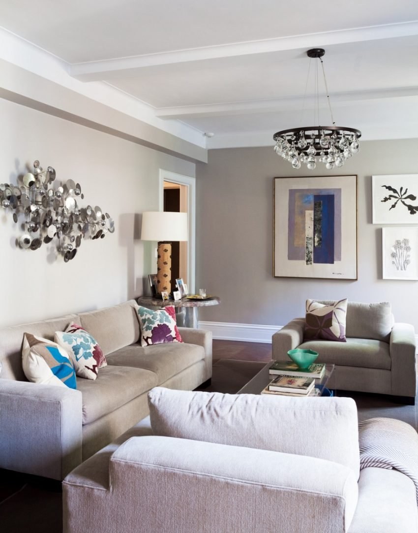 Серые стены в гостиной