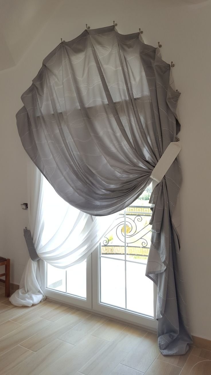 Шторы на арочные окна на крючках