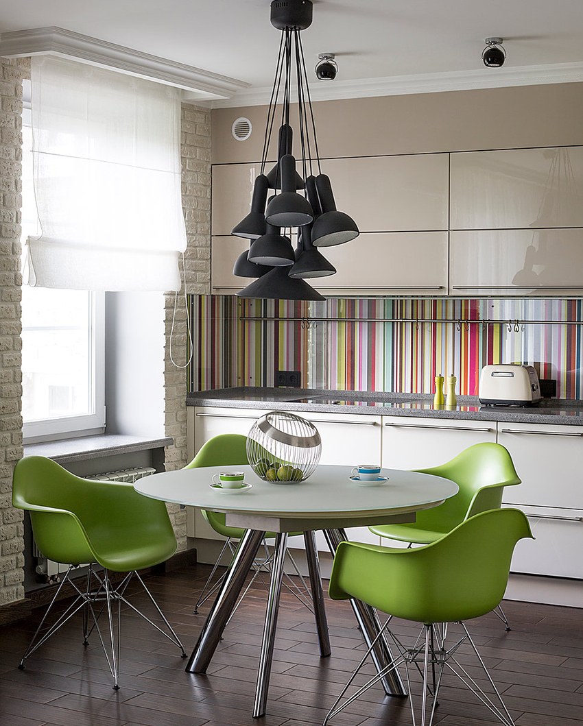 Шторы в стиле лофт в интерьере кухни