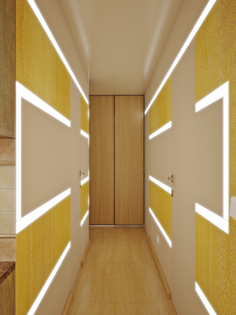 Коридор с желтыми стенами