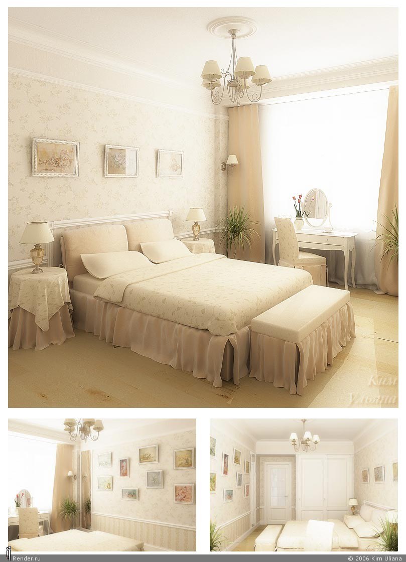 Спальня цвета слоновой кости
