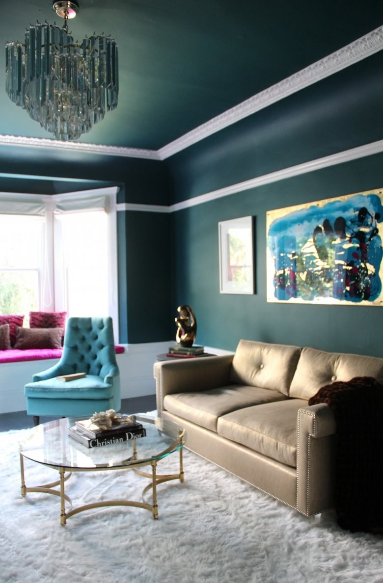 Серо бирюзовый цвет стен