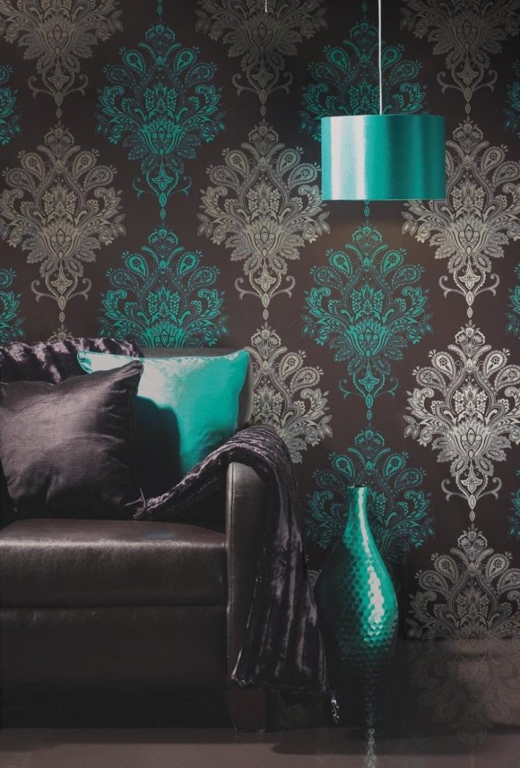 Коричневый с бирюзовым в интерьере