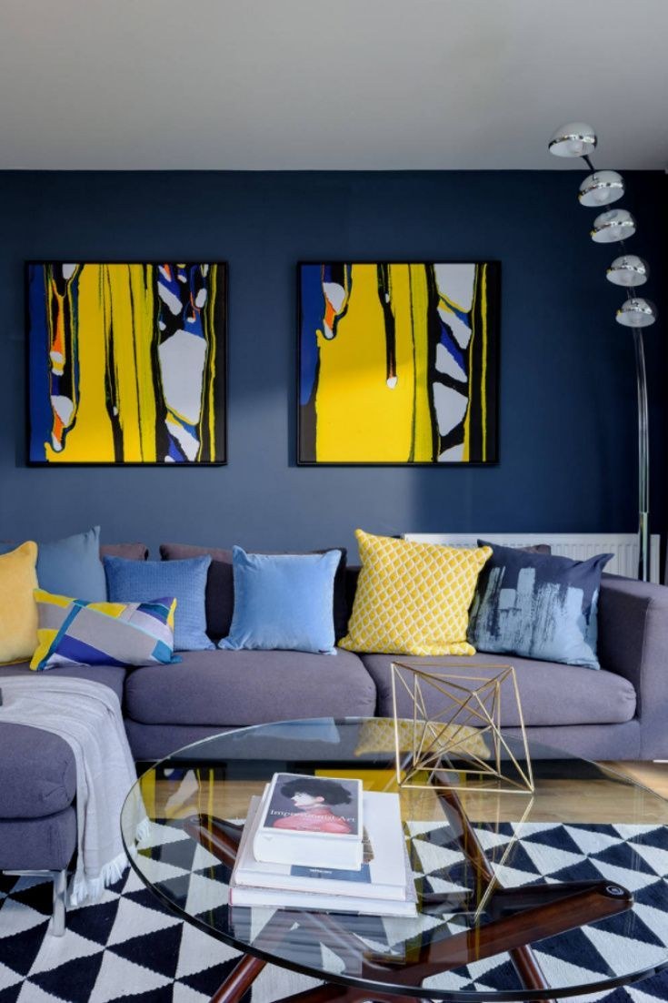 Сине желтый интерьер
