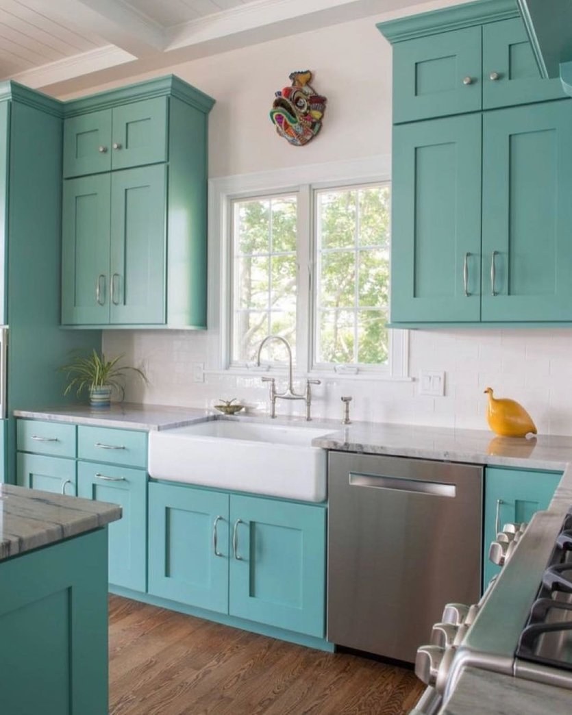 Бирюзовая кухня икеа