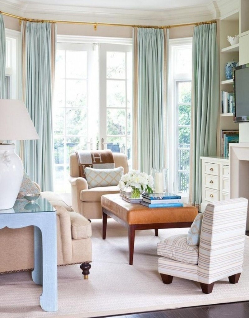 Интерьер в бежево голубых тонах