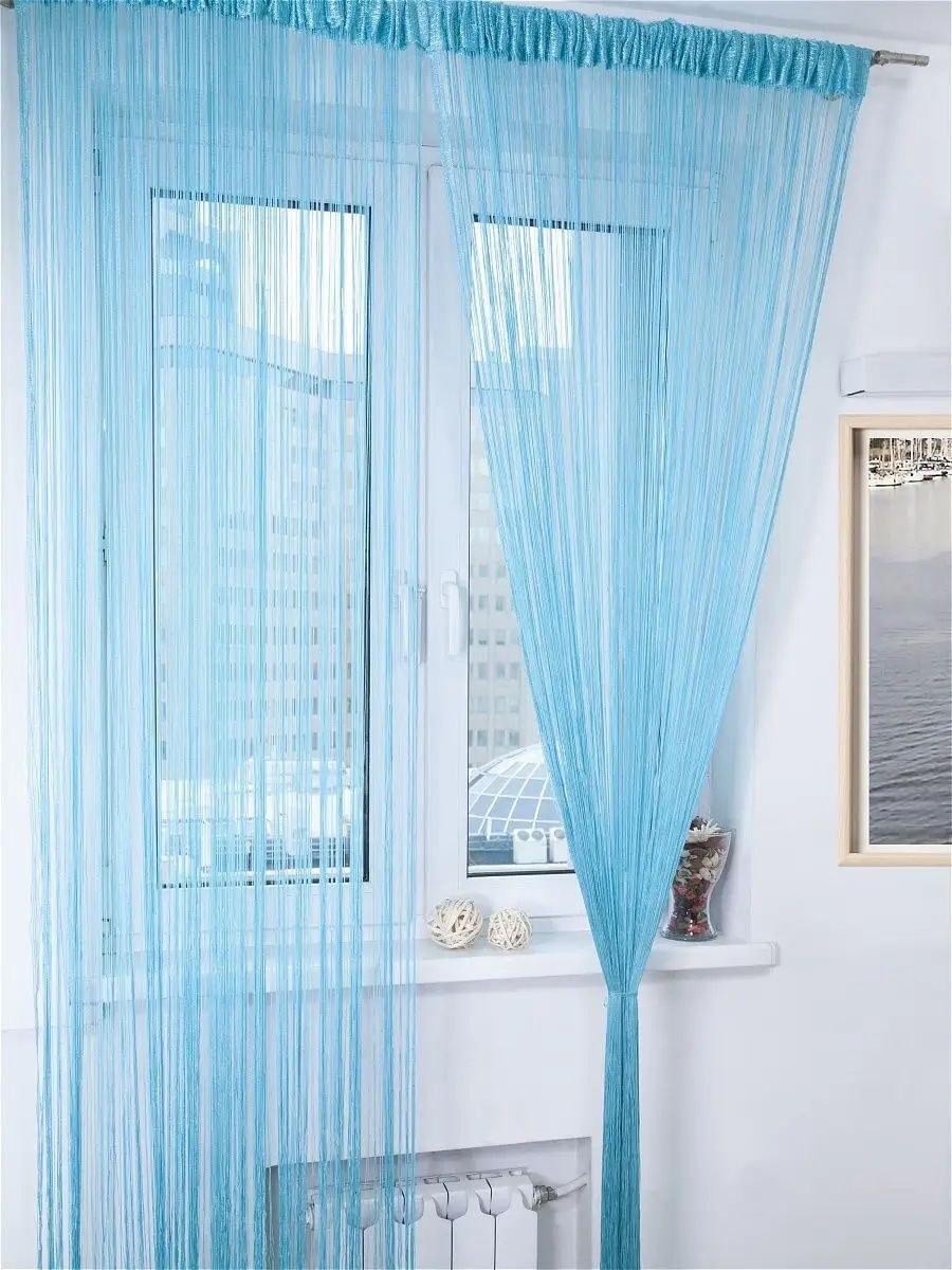 Штора-лапша нитяная "кисея макарони Радуга"