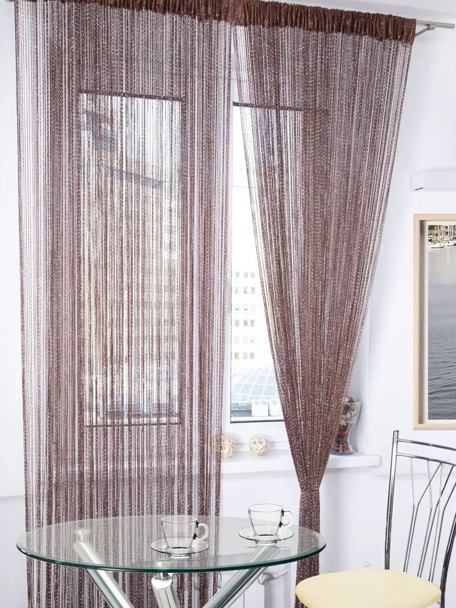 Штора-лапша нитяная "кисея макарони Радуга"