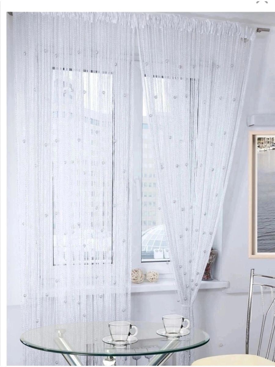 Штора-лапша нитяная кисея