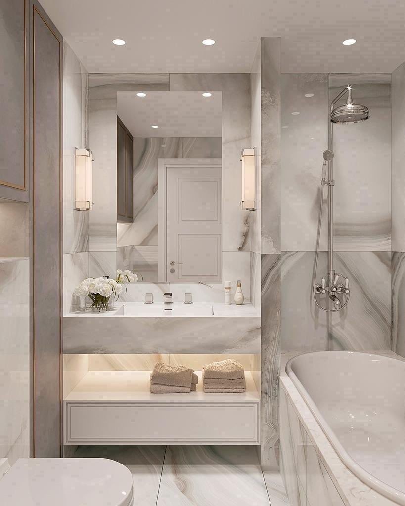 Интерьер маленькой ванной