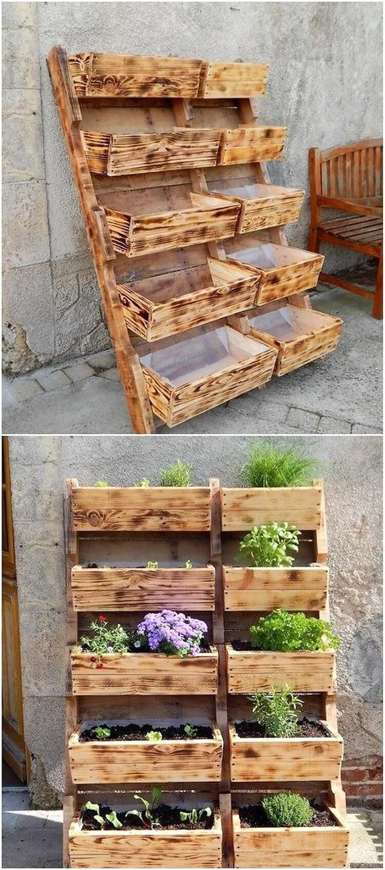 Стеллаж для цветов из поддонов