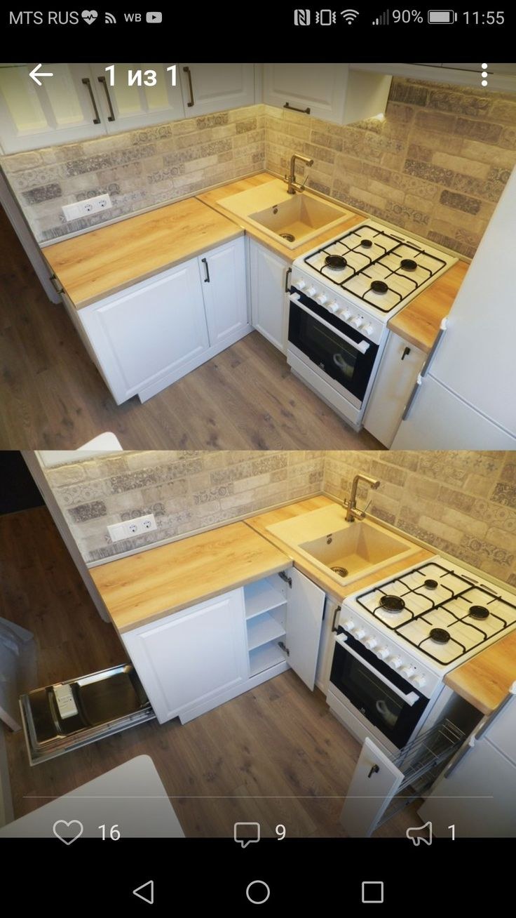 Посудомоечная машина на кухне 6 м2